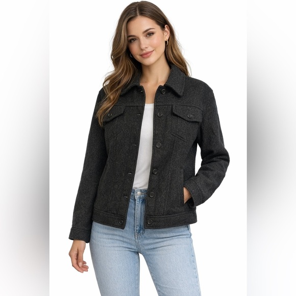 Lands' End Jackets & Blazers - Lands' End Women's Charcoal Wool Blend Jean Style Jacket